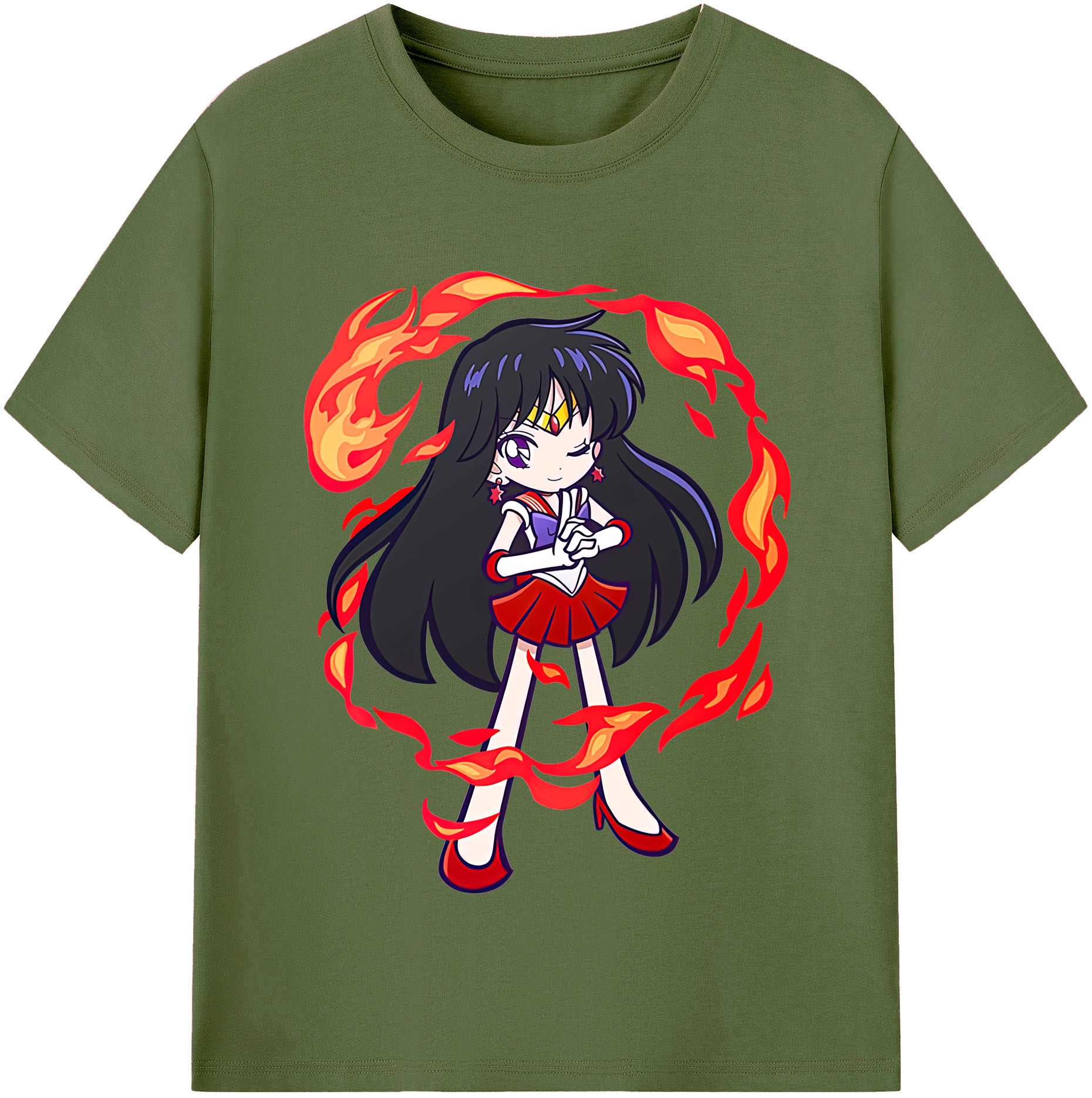 （画像用） 美少女戦士セーラームーン 火野レイ ひの レイ Sailor Moon Hino Rei （セーラーマーズ,Sailor Mars） 綿100％半袖Tシャツ（フロントプリント）